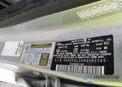 2019 Kia Optima Lx из США, поврежденный, VIN 5XXGT4L36KG341746